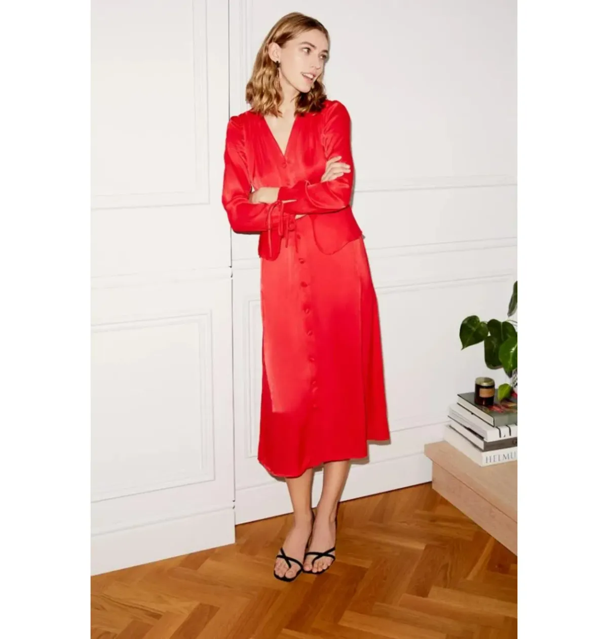 Kitri Lana Satin Vintage Dress Red Size UK 10 - Image 1