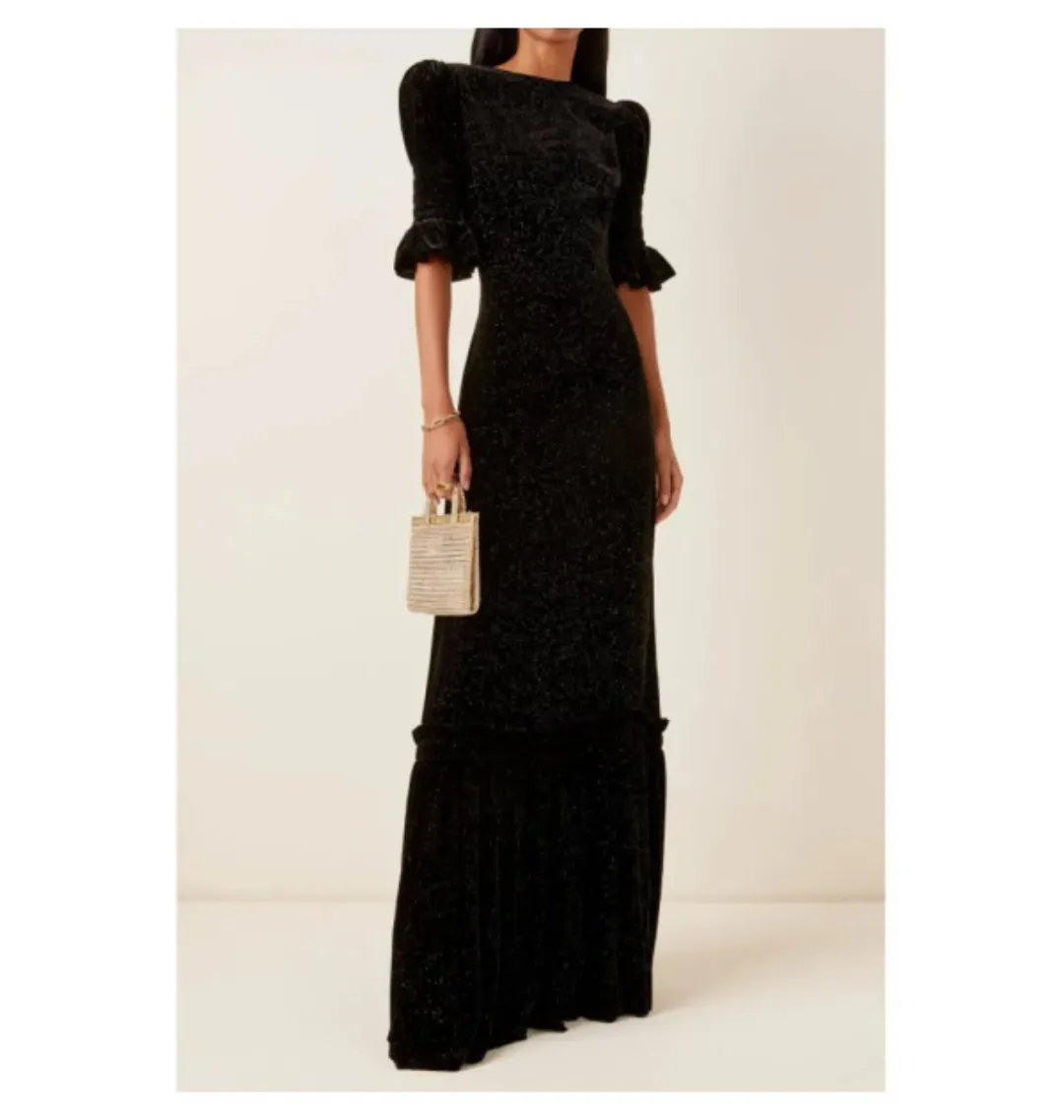 The Vampire’s Wife Night Flight Velvet Glitter Gown Black Size UK 10 for rent on The Volte - main image