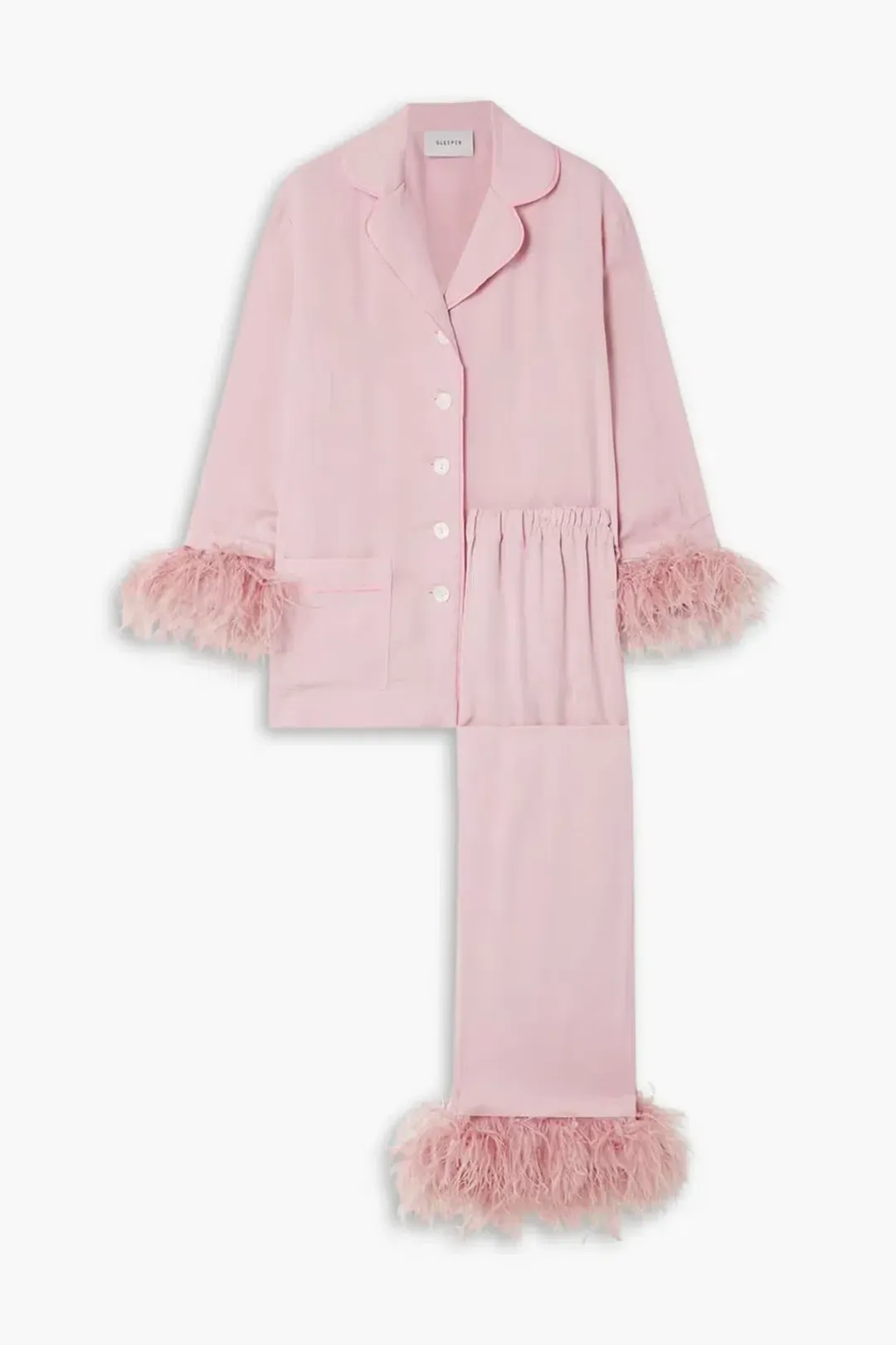 Sleeper Party Feather Trimmed Pajama Set Baby Pink Size M / UK 10 for rent on The Volte - main image