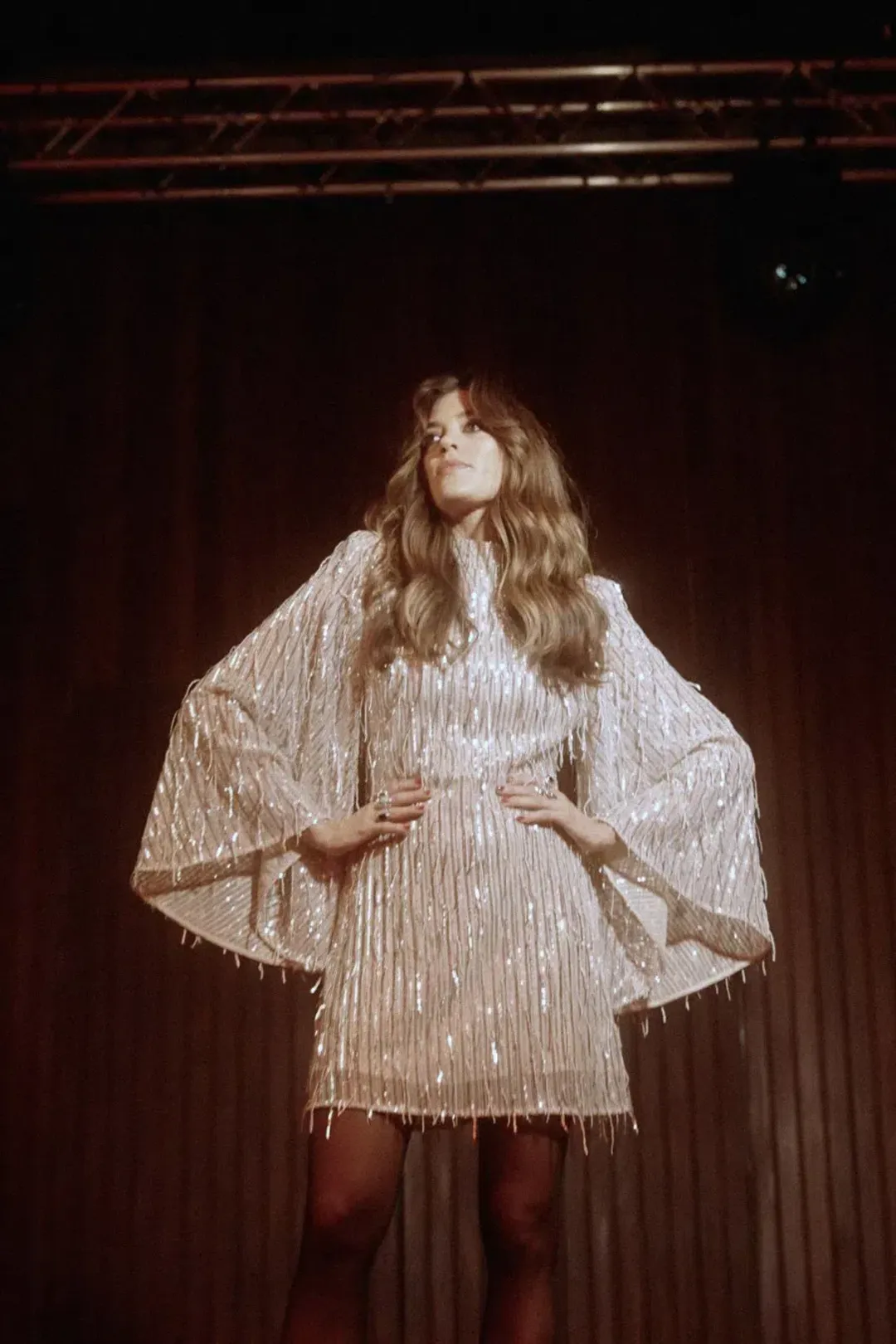 Queens of Archive The Mia Flare Sleeve Mini Dress Sequin Size S / UK 8 for rent on The Volte - main image