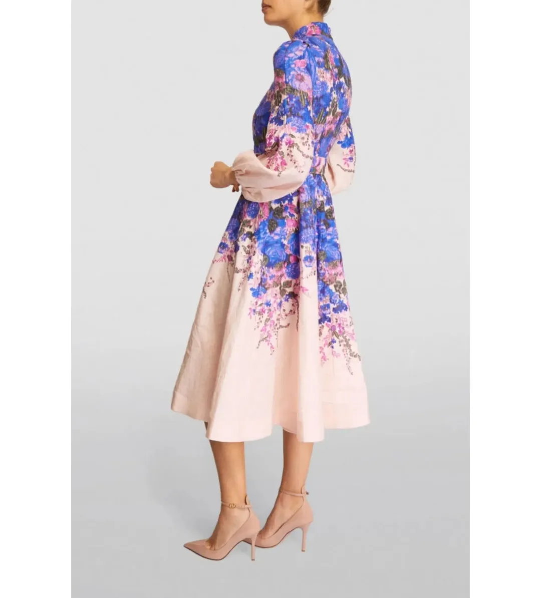 Zimmermann High Tide Buttoned Midi Dress in Purple Ikat Floral Size 1/Au 10 for rent on The Volte - main image