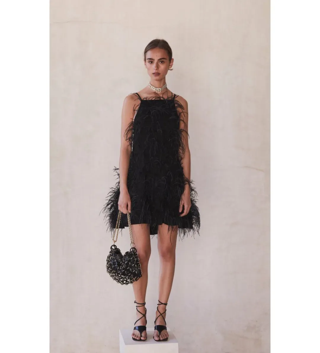 Cult Gaia Shannon Feather Dress Black Size M/Au 10  for rent on The Volte - main image