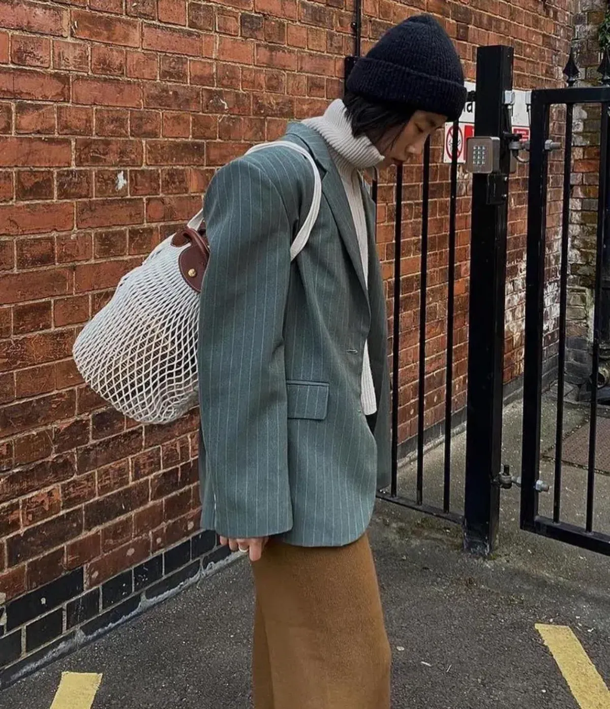 Musier Paris Candice Pinstriped Blazer Green Size UK 10 - Image 4