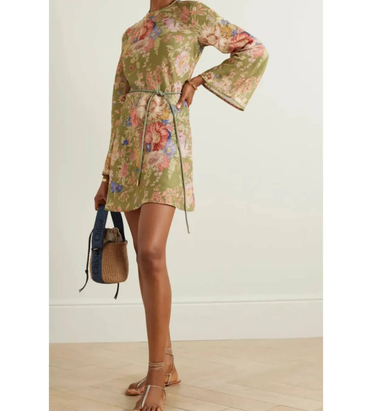 Zimmermann August Mini Dress Floral/Green Size 2/Au 12  - Image 1