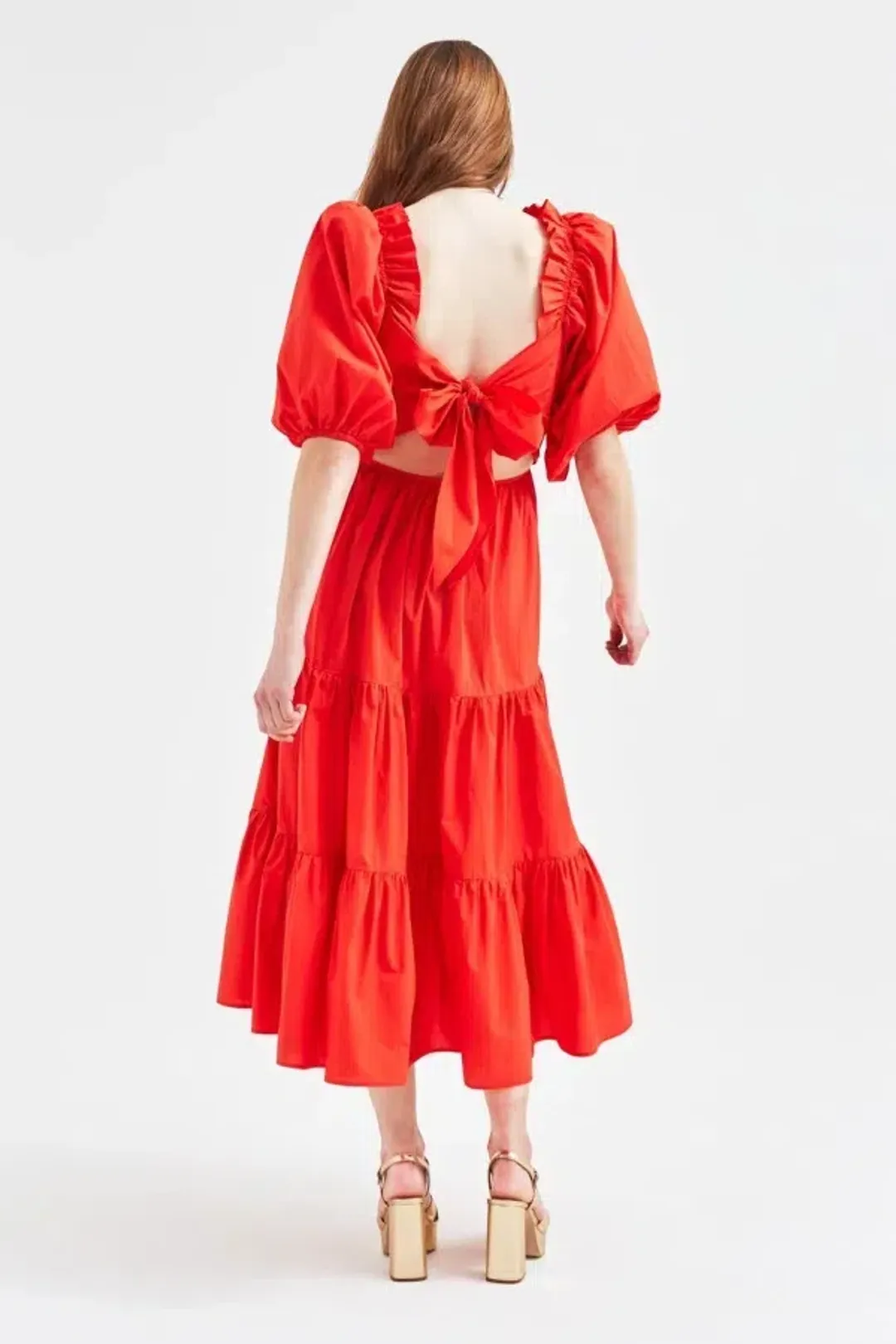 Queens of Archive Frida Midi Dress Red Size UK 10 for rent on The Volte - main image