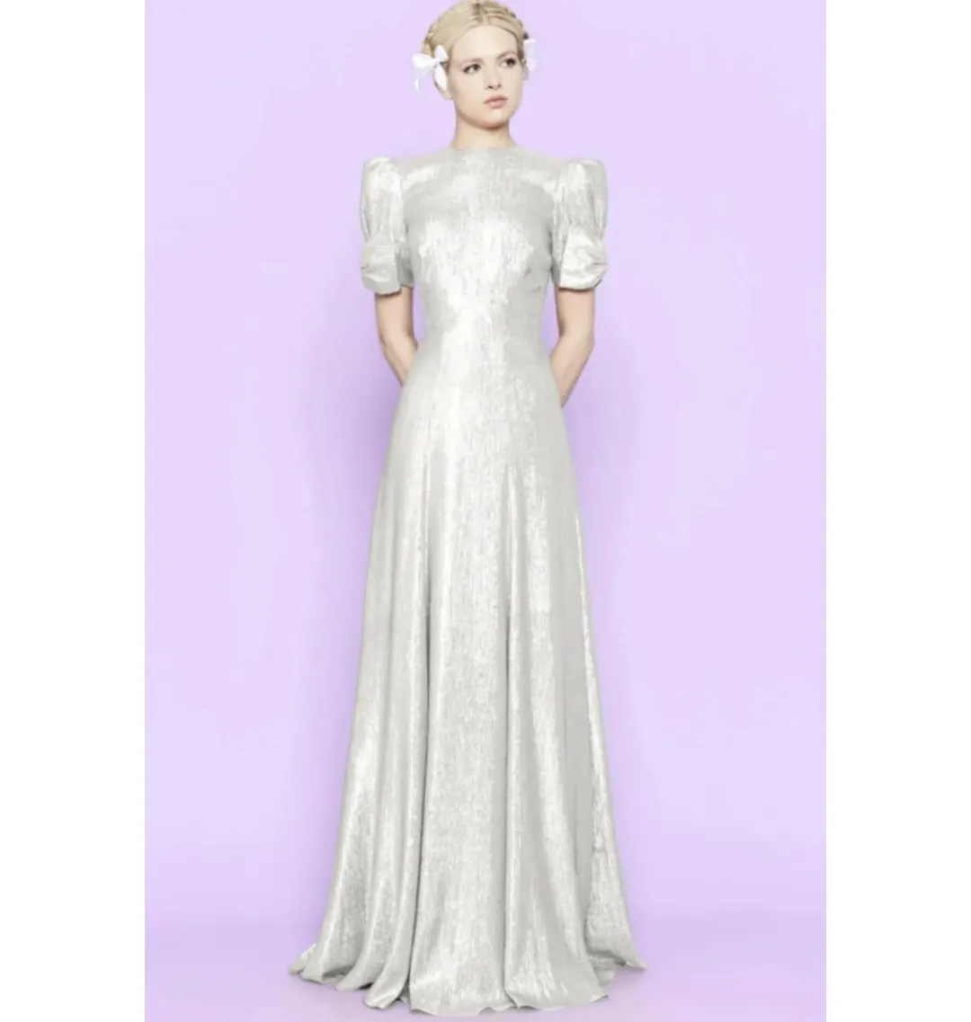 The Vampire’s Wife American Chevron Lame Gown Silver Size UK 10 for rent on The Volte - main image