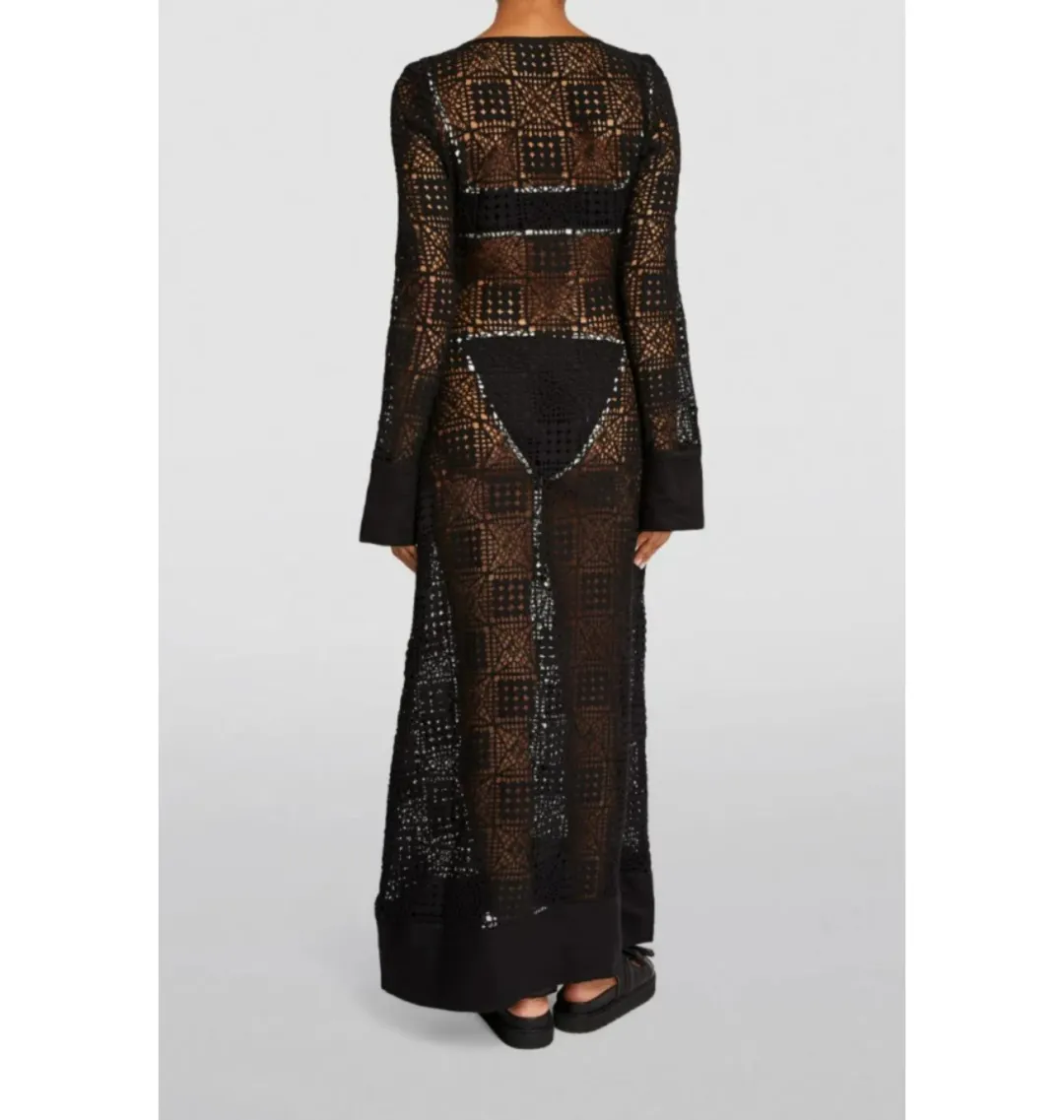 Sir The Label Rayure Crochet Dress Black Size UK 10 for rent on The Volte - main image