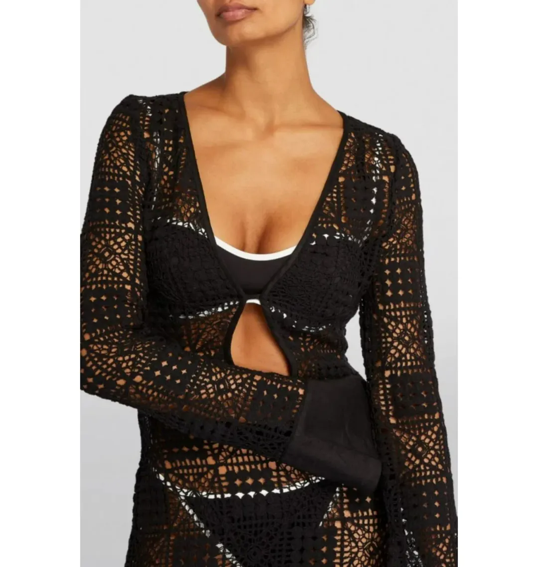 Sir The Label Rayure Crochet Dress Black Size UK 10 for rent on The Volte - main image