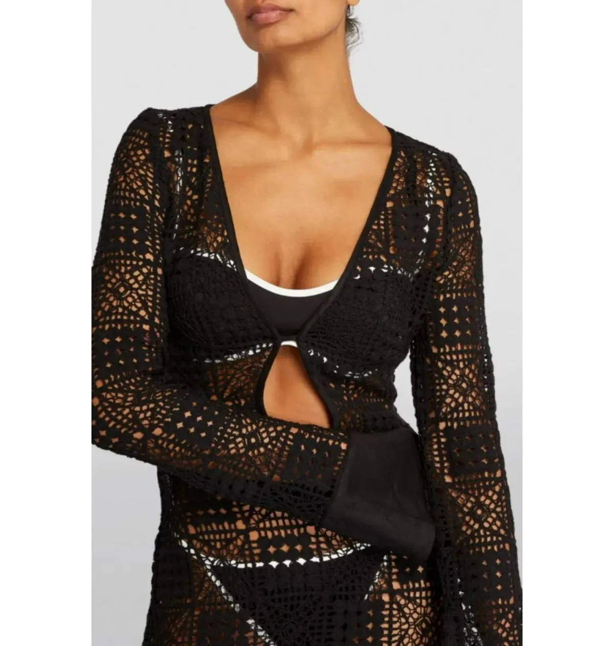 Sir The Label Rayure Crochet Dress Black Size UK 10 - Image 2