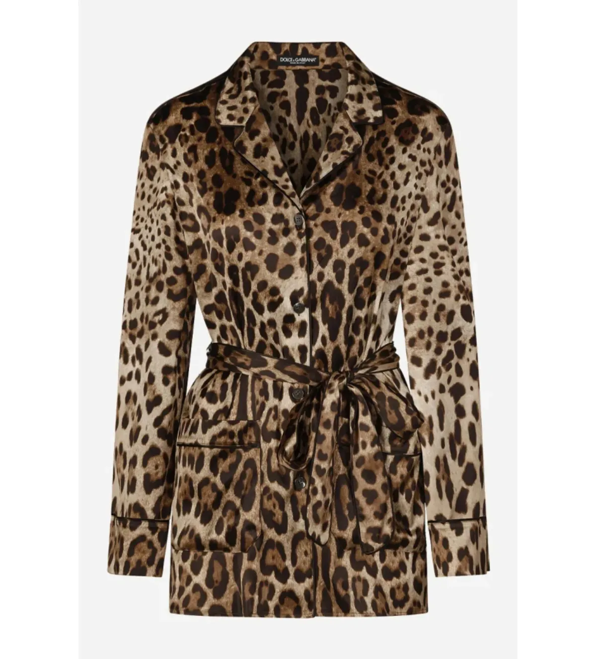 Dolce & Gabbana Silk Belted Blazer Leopard Size 12 - Image 6
