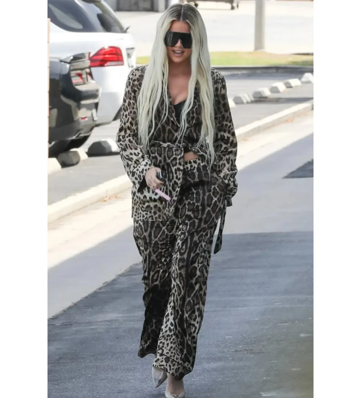 Dolce & Gabbana Silk Belted Blazer Leopard Size 12 - Image 2