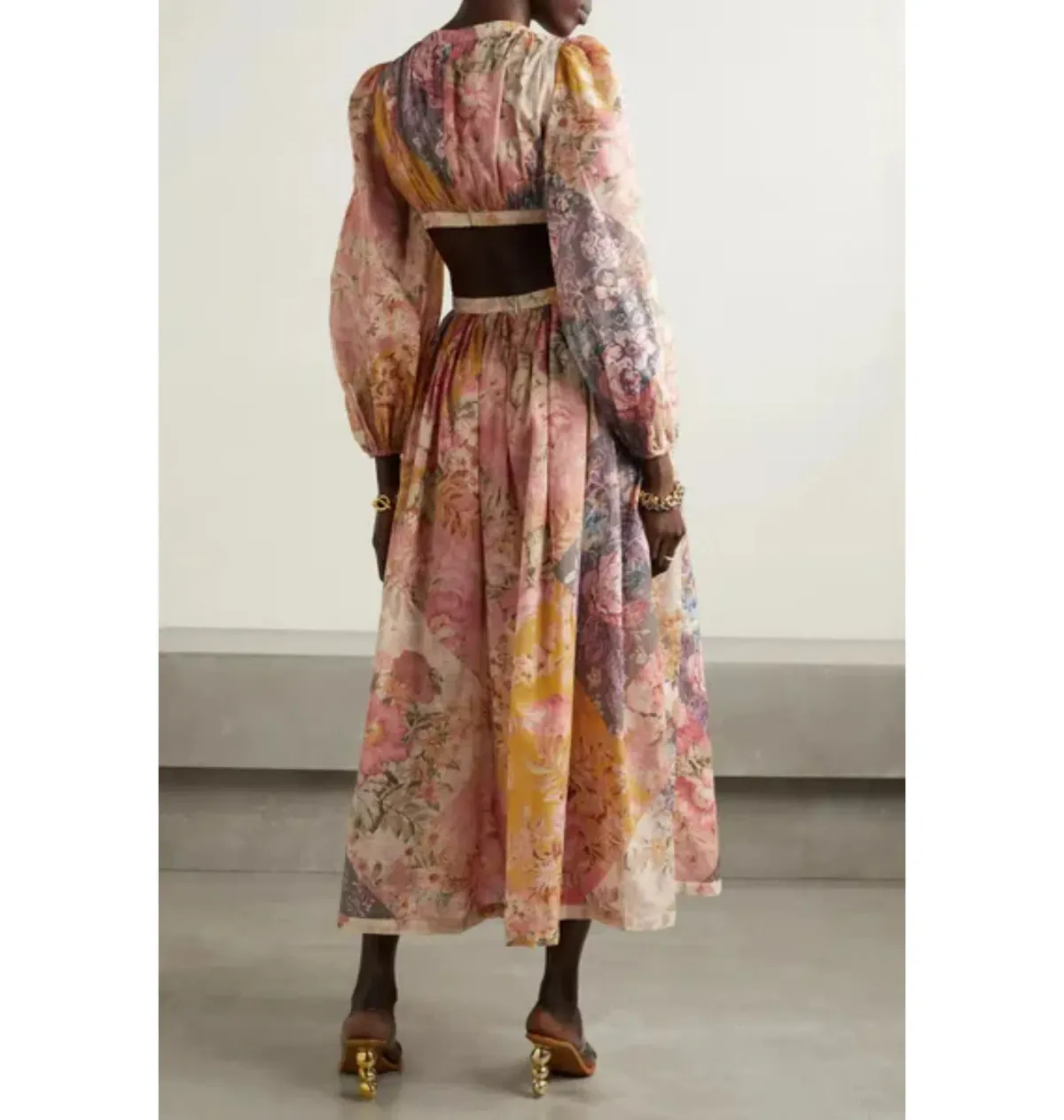 Zimmermann Patti Spliced Midi Dress Floral Size 2 / UK 12 - Image 3