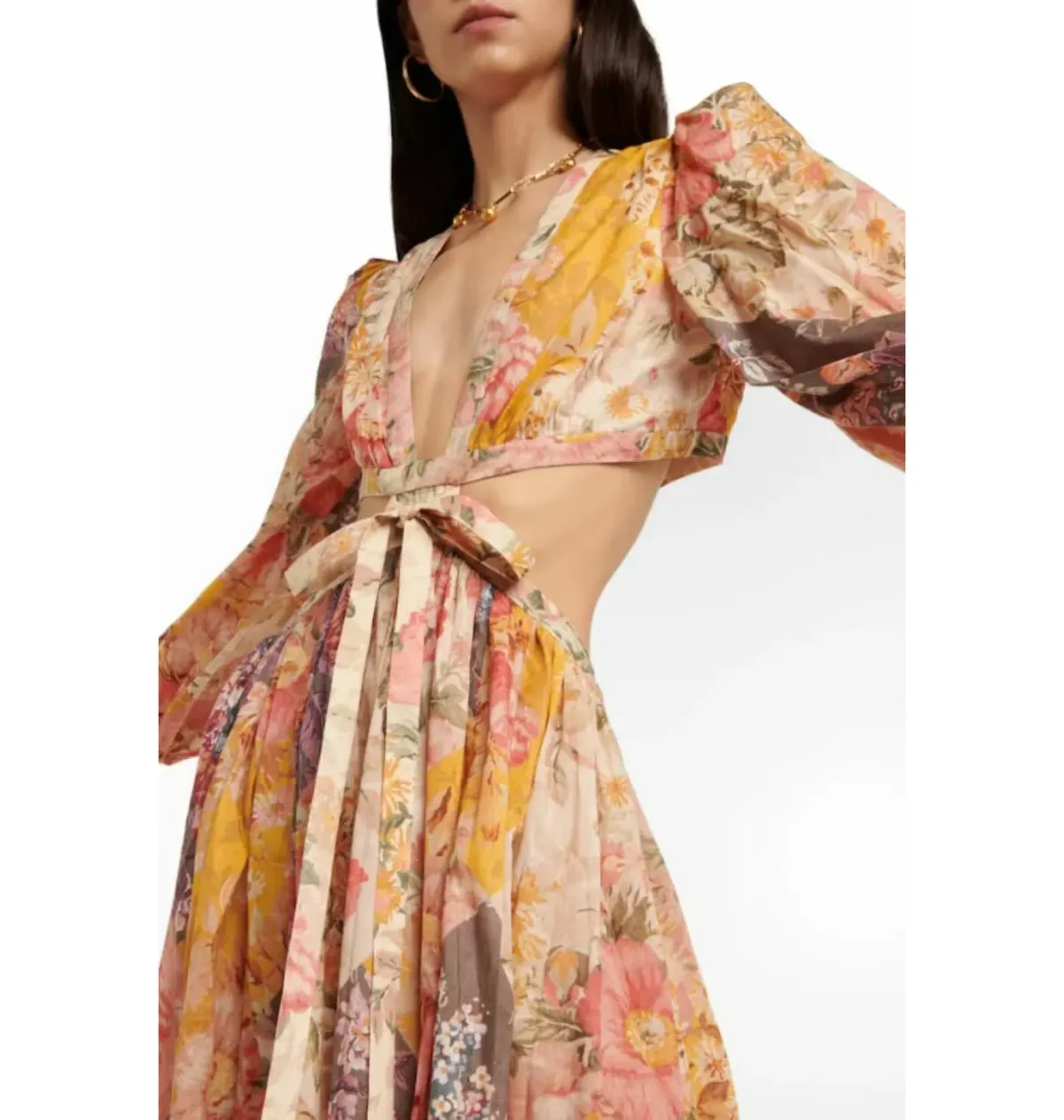 Zimmermann Patti Spliced Midi Dress Floral Size 2 / UK 12 - Image 2