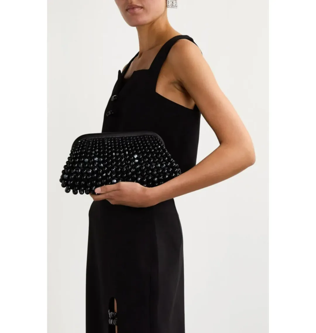 Cult Gaia Nia Beaded Clutch Black  for rent on The Volte - main image