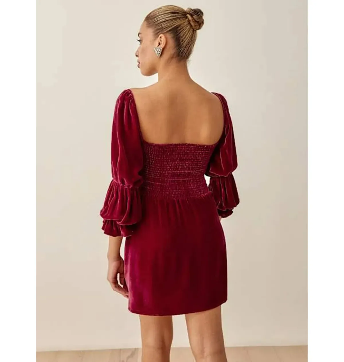Reformation Albi Velvet Mini Dress Red Size UK 10 - Image 3