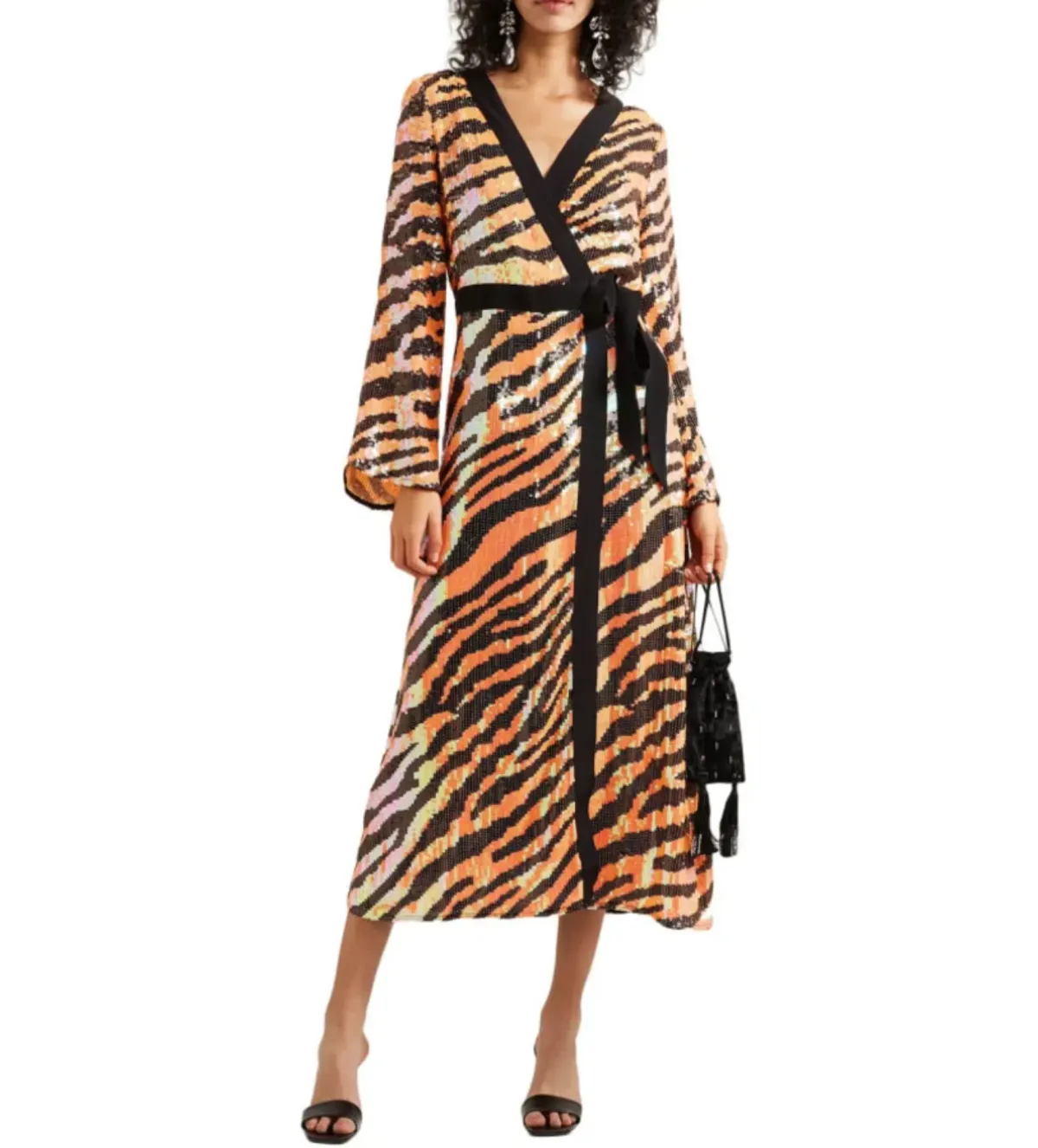 RIXO Gigi tiger sequin midi dress Size L/ UK 14 - Image 2