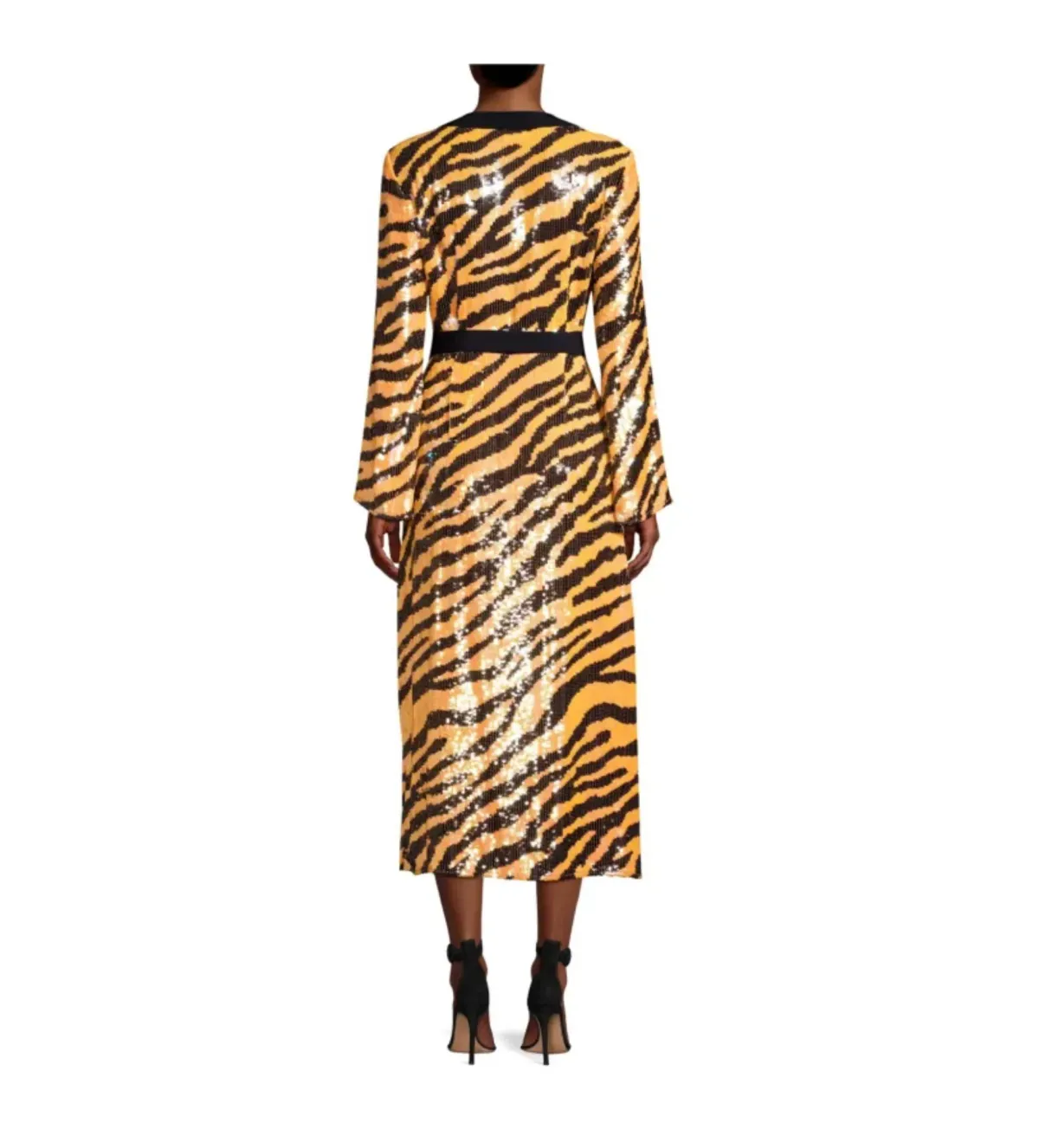 RIXO Gigi tiger sequin midi dress Size L/ UK 14 - Image 3