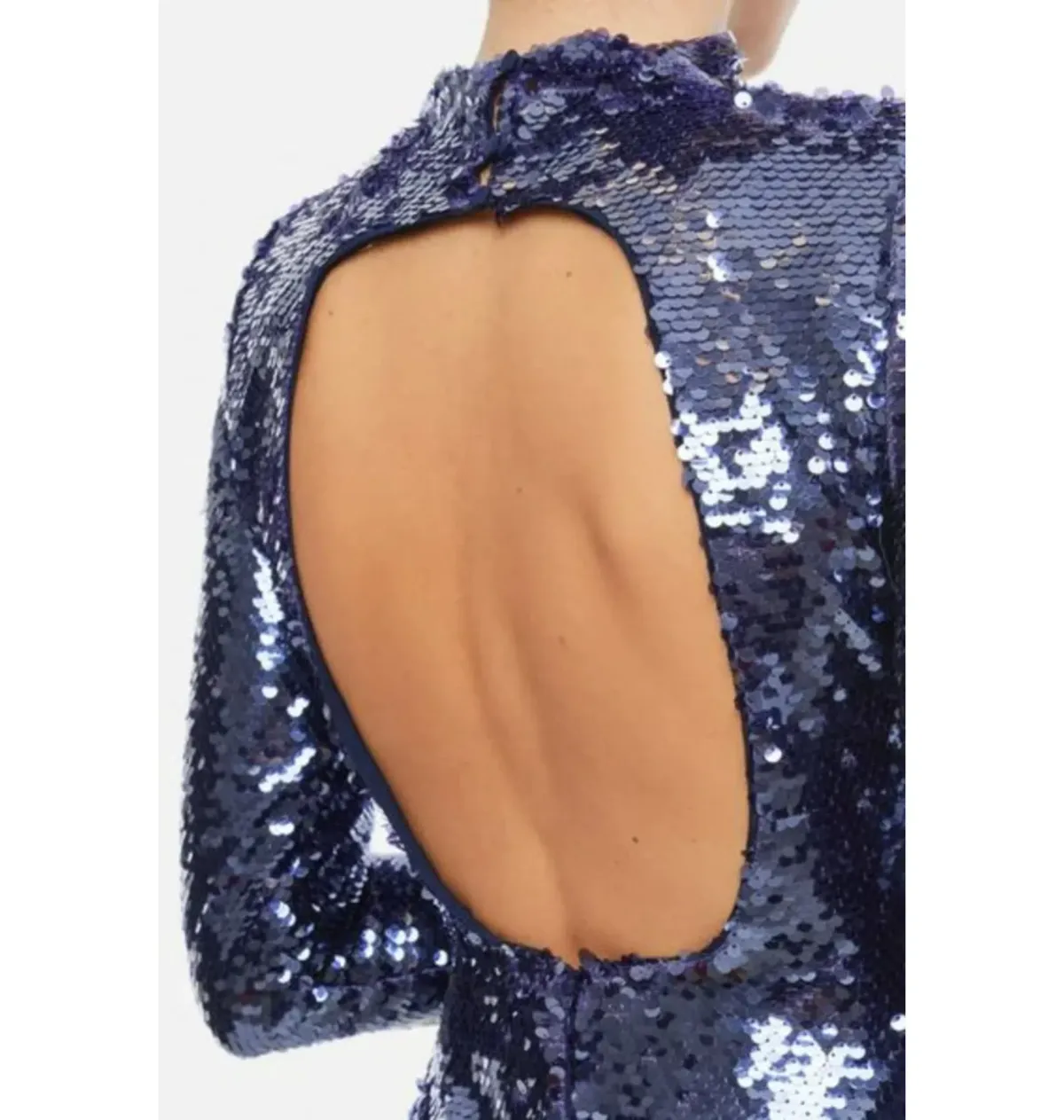 Self Portrait Sequin Maxi Dress Navy Size UK 12 - Image 4