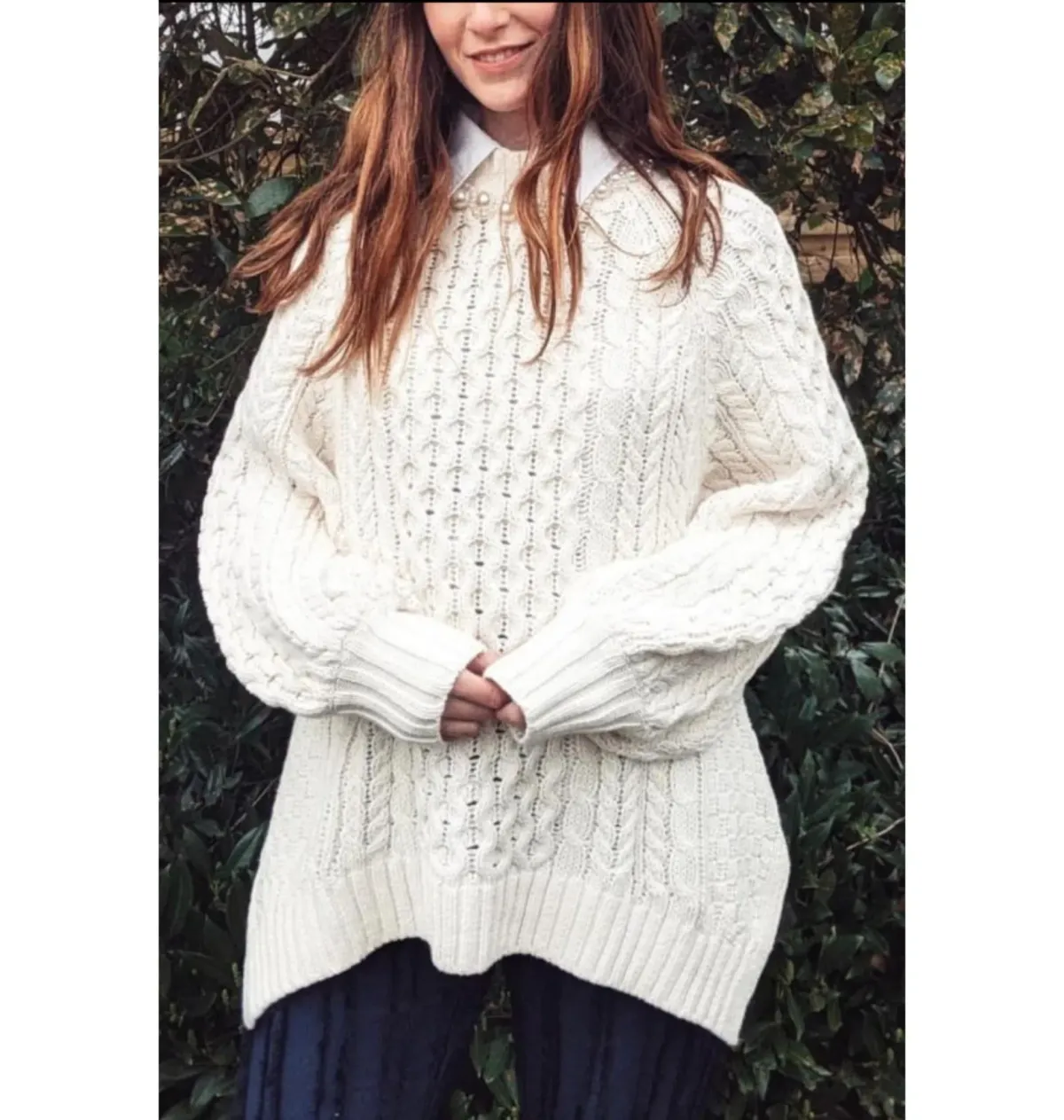 Simone Rocha x H&M Rent Embellished Chunky Knit Cream Size M / UK 10 - Image 3