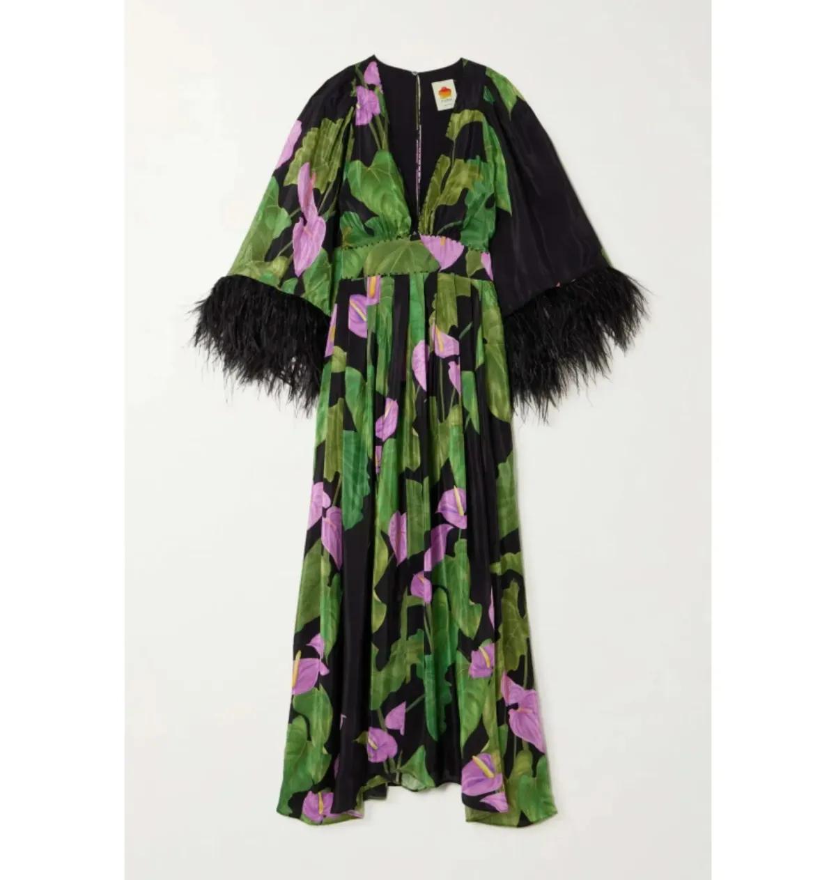 Farm Rio Feather Trimmed Maxi Dress Green Size M / UK 12 - Image 6