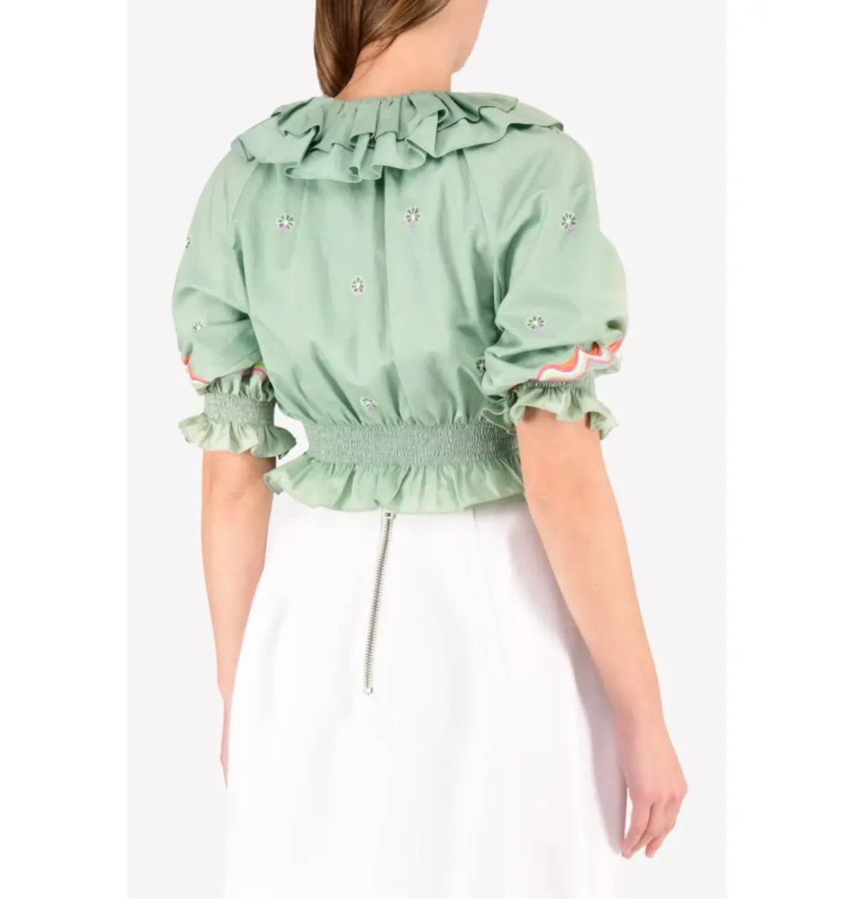 Temperley London Spellbound Smocked Top Green Size 10 - Image 2