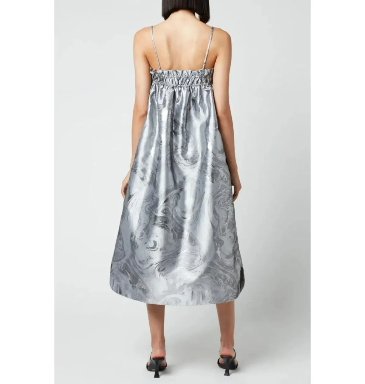 Ganni Jacquard Strap Dress Silver Size UK 10 - Image 3