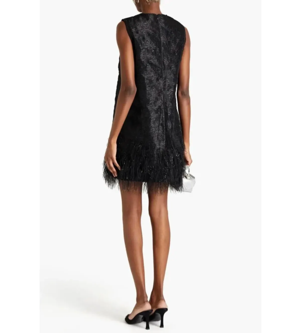Ganni Jacquard Feather Mini Dress  Black  Size UK 10 - Image 4