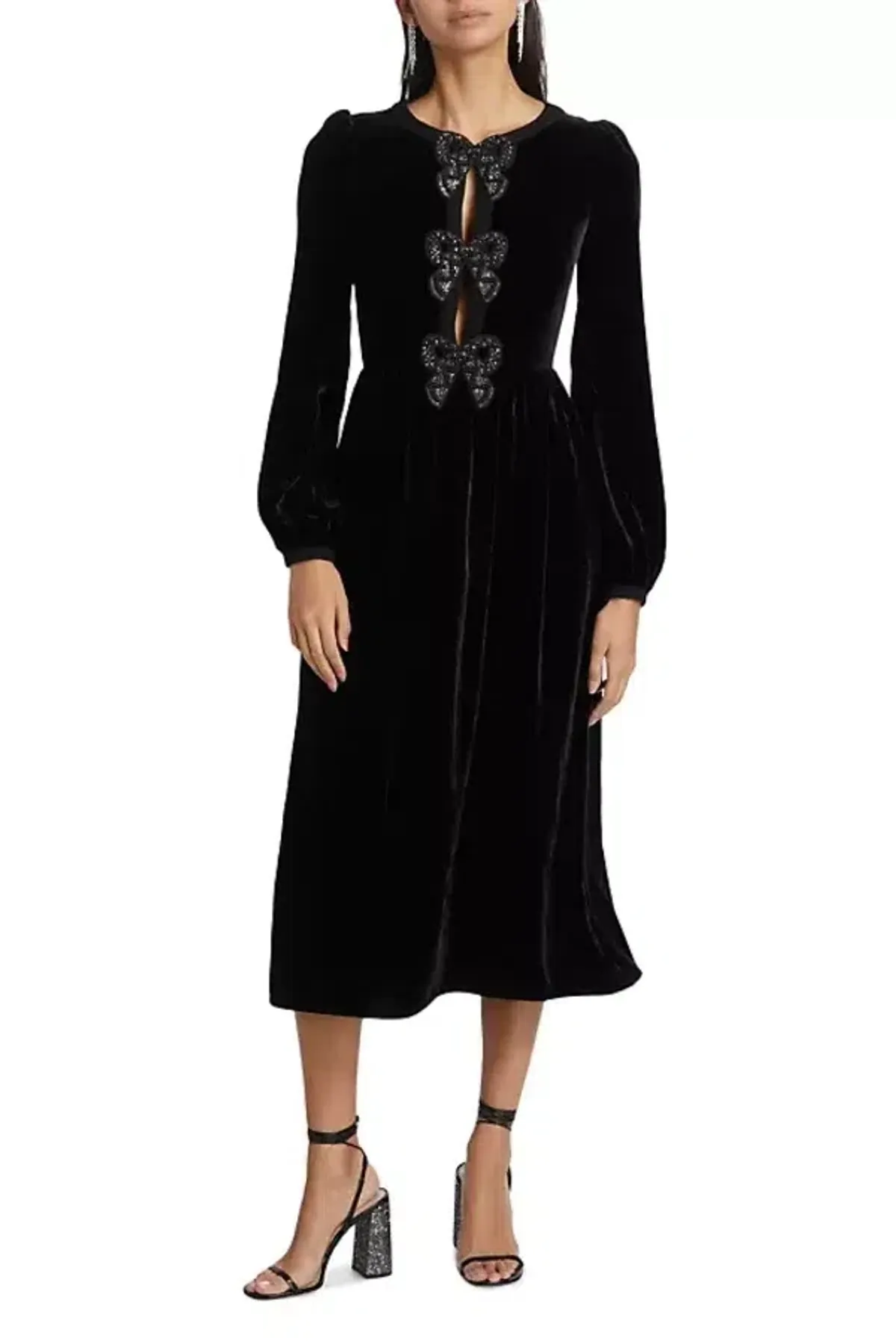 Saloni Camille Midi Dress Black Size UK 10 - Image 2