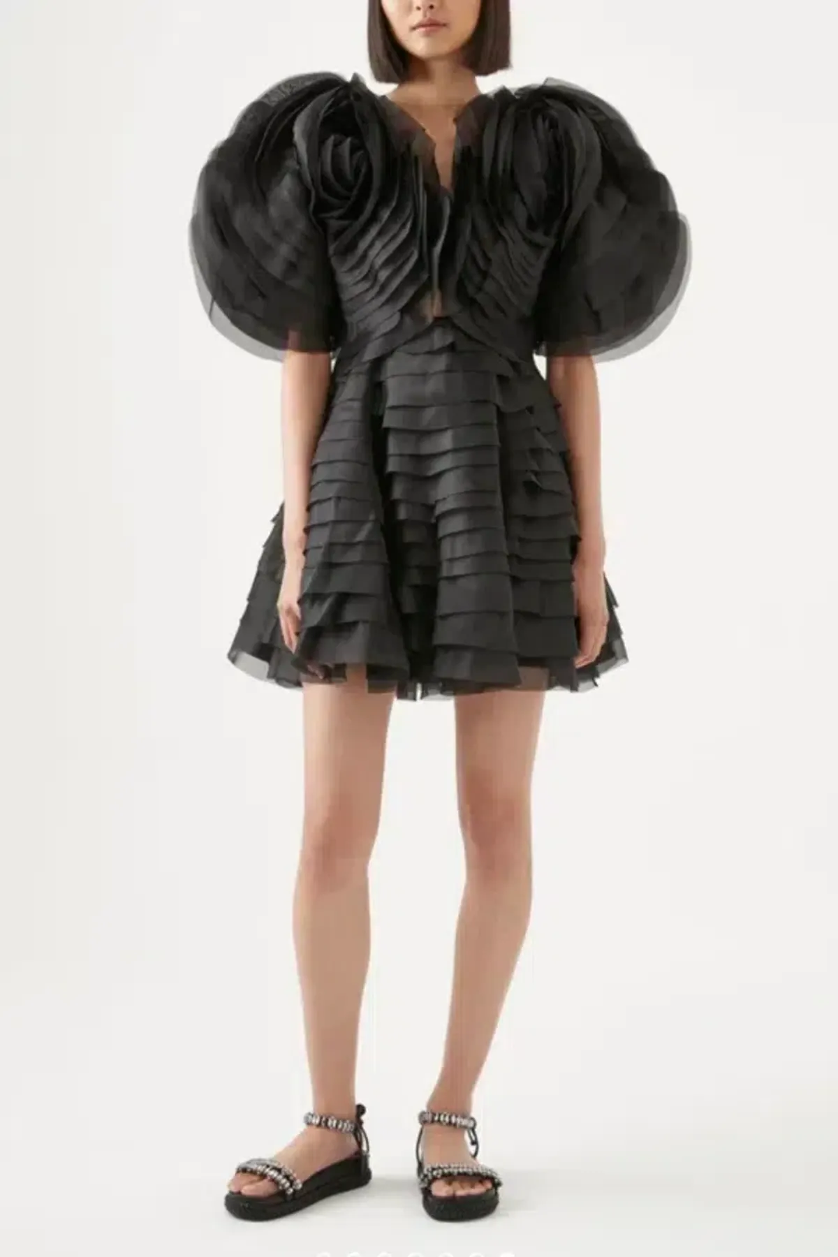 Aje Amour Ruffle Mini Dress Black Size 12 - Image 1