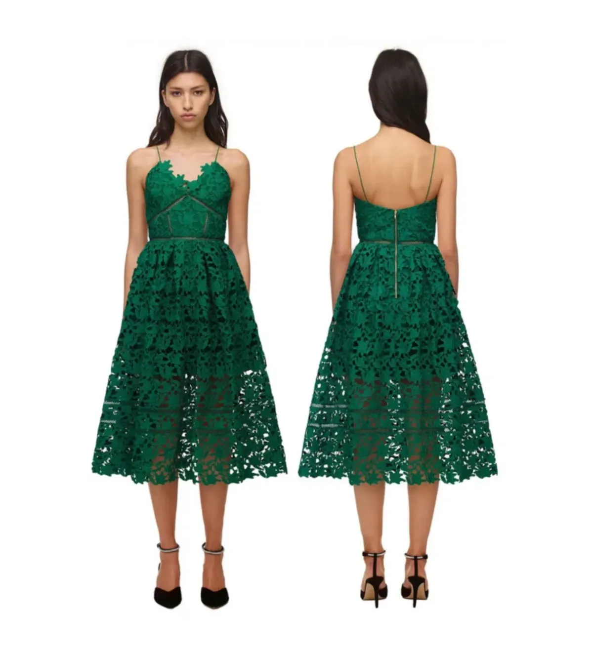 Self-Portrait Azaelea Midi Dress Green Size UK 12 - Image 4