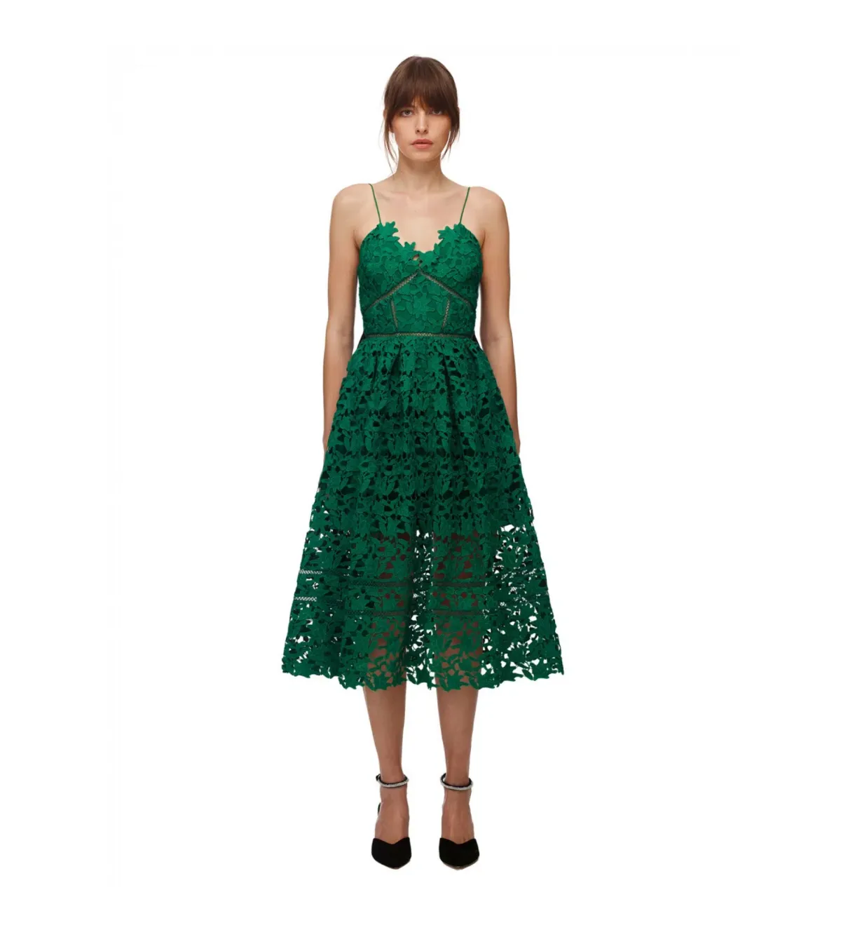 Self-Portrait Azaelea Midi Dress Green Size UK 12 - Image 1