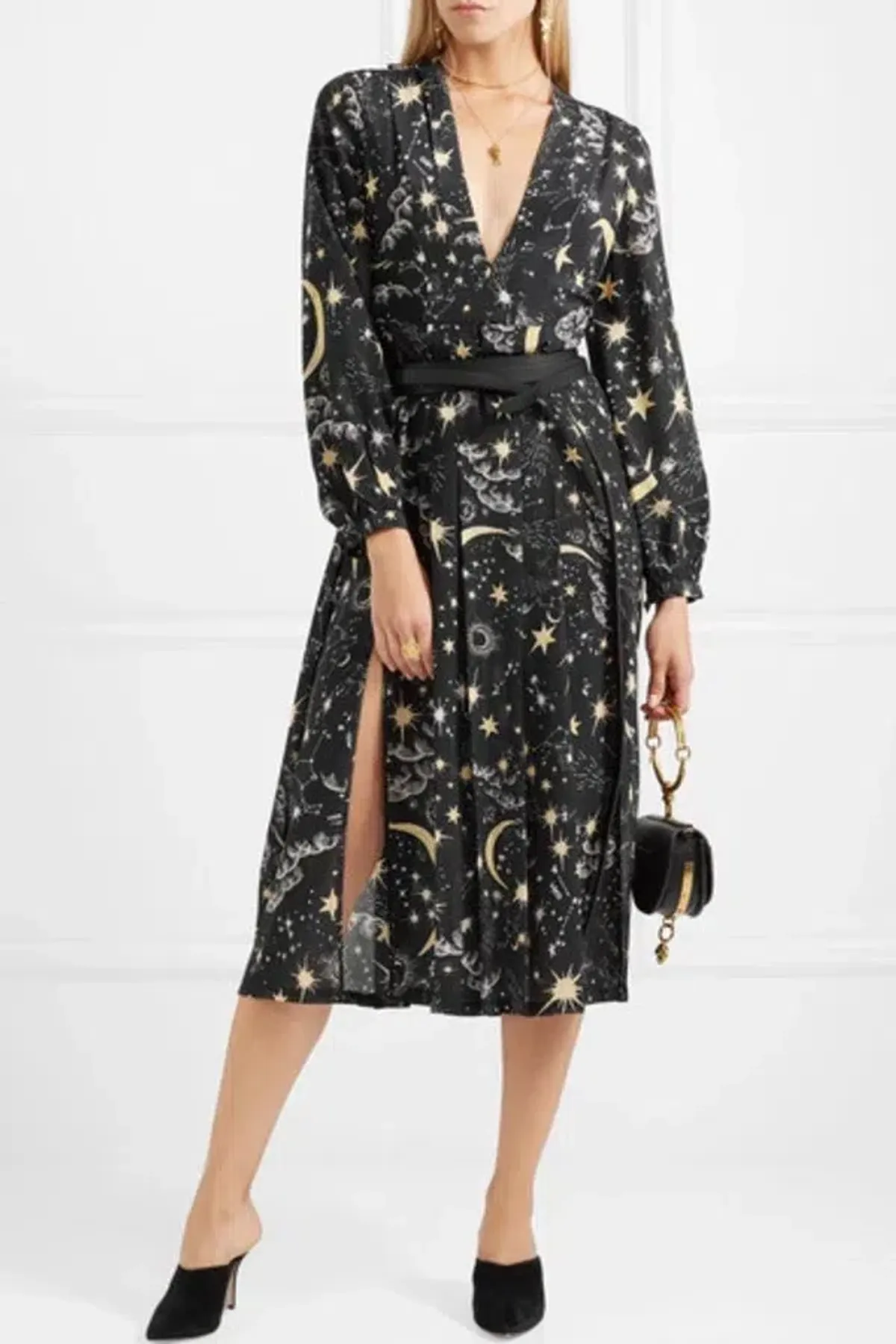 Rixo Camelia Dress Black Print Size 12 - Image 1