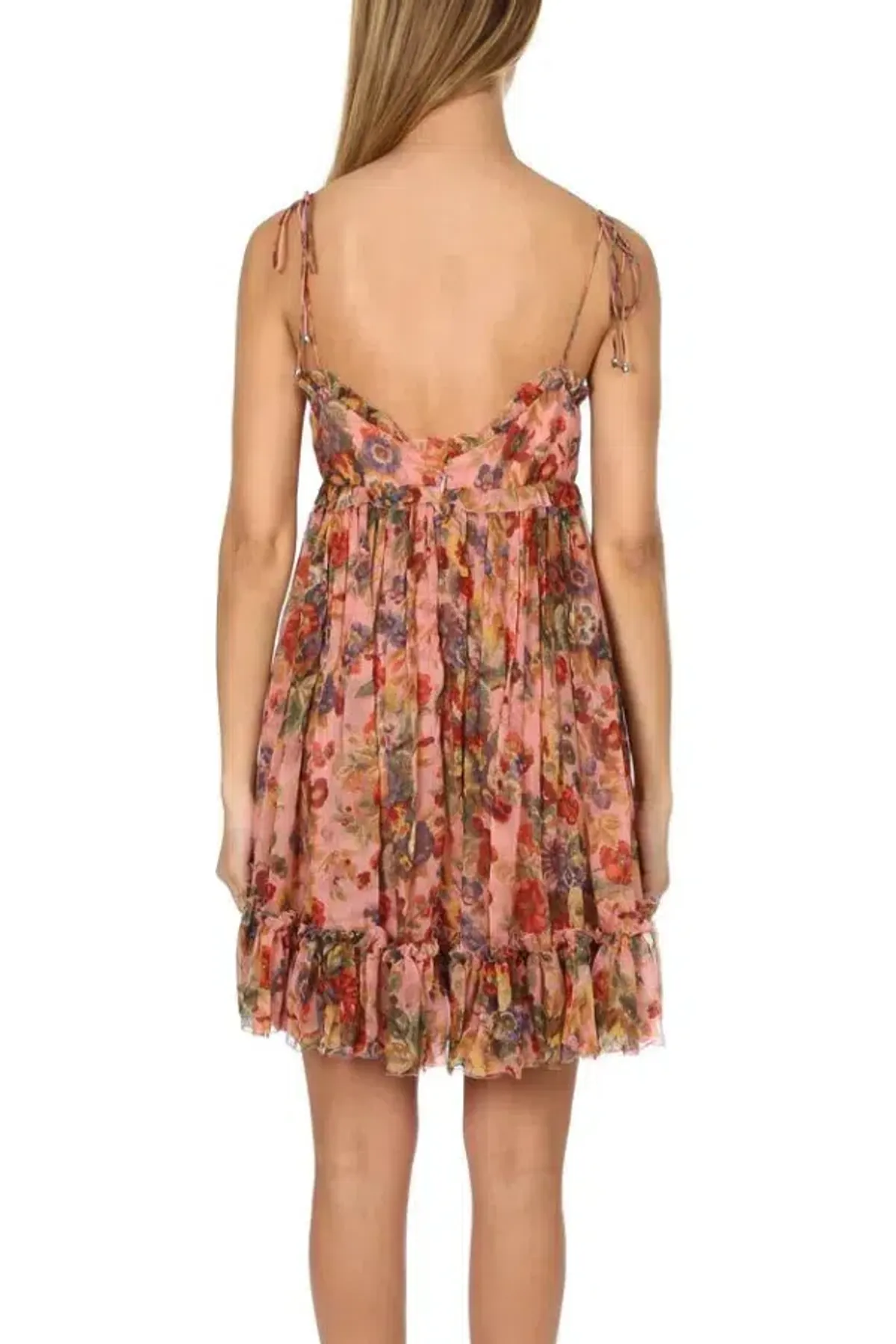 Zimmermann Lovelorn Frill Mini Dress Blush Floral Size 1 / UK 10 - Image 4
