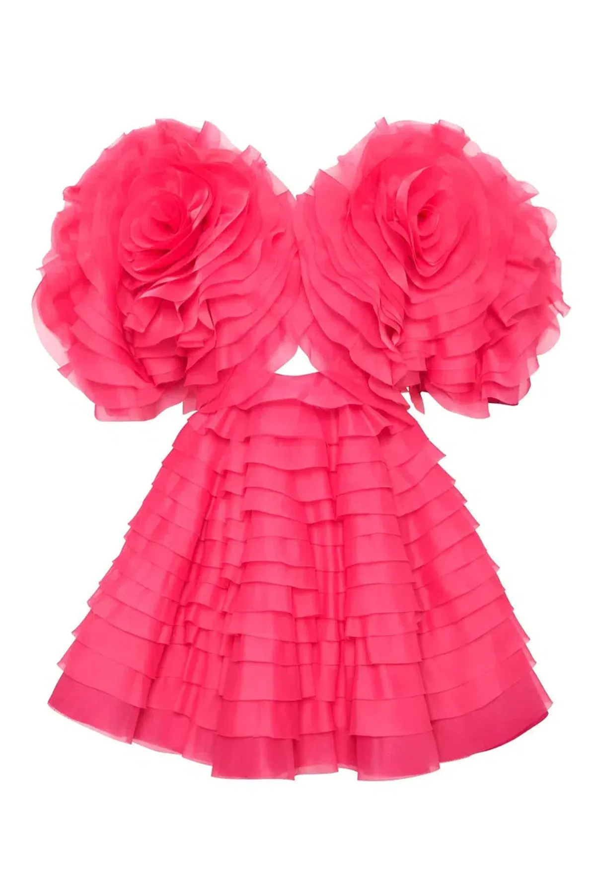 Aje Amour Ruffle Mini Dress Berry Pink Size UK 10 - Image 5