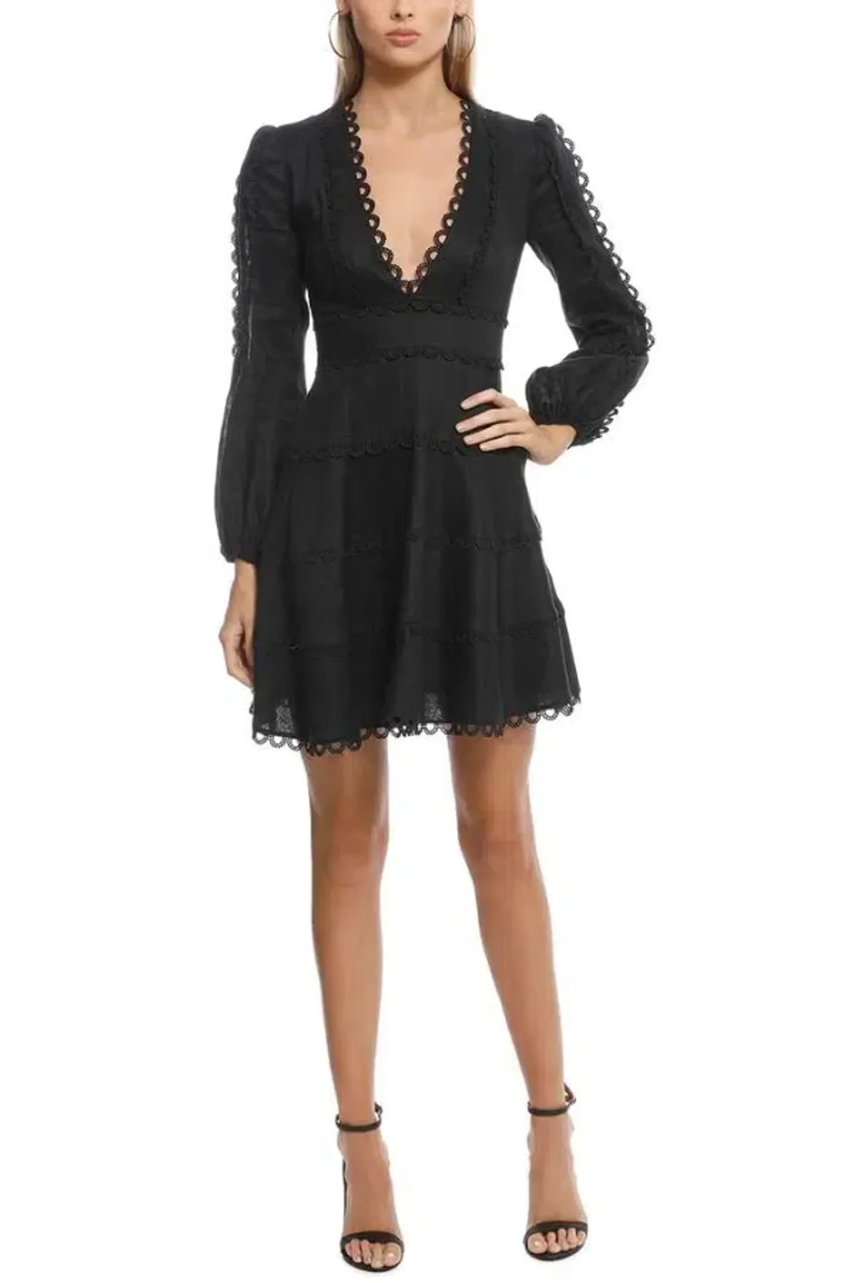 Zimmermann Heathers Flounce Mini Dress Black Size 2 / UK 12 - Image 1