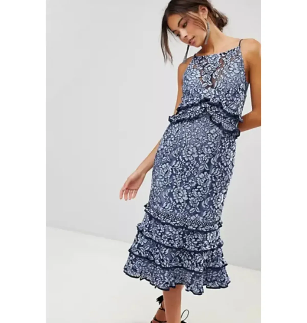 Keepsake The Label Catch Me Lace Midi Dress Floral Size 12 - Image 1