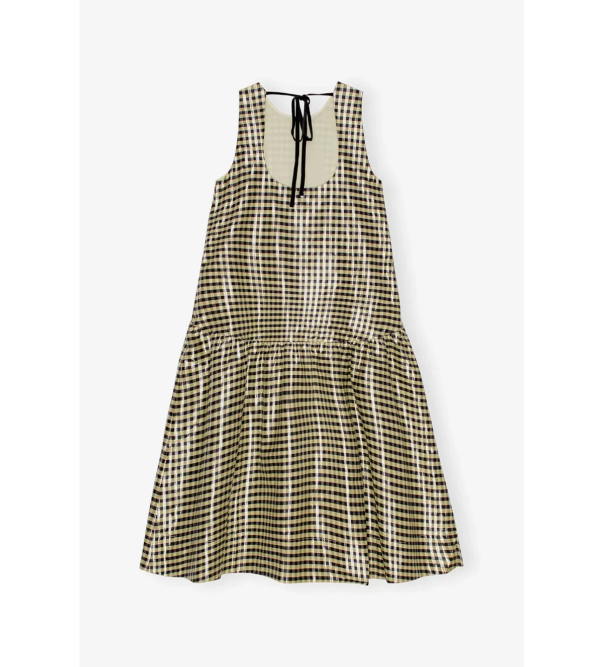 Ganni Icing Shiny Check Jacquard Midi Dress Print Size UK 10 - Image 6