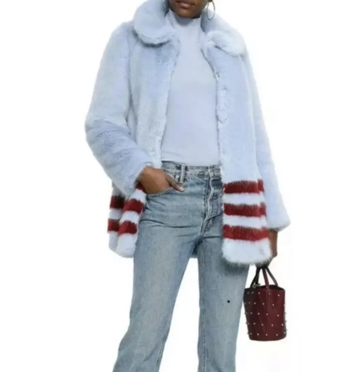 Shrimps Dulcie Faux Fur Coat Blue Size 12 - Image 1