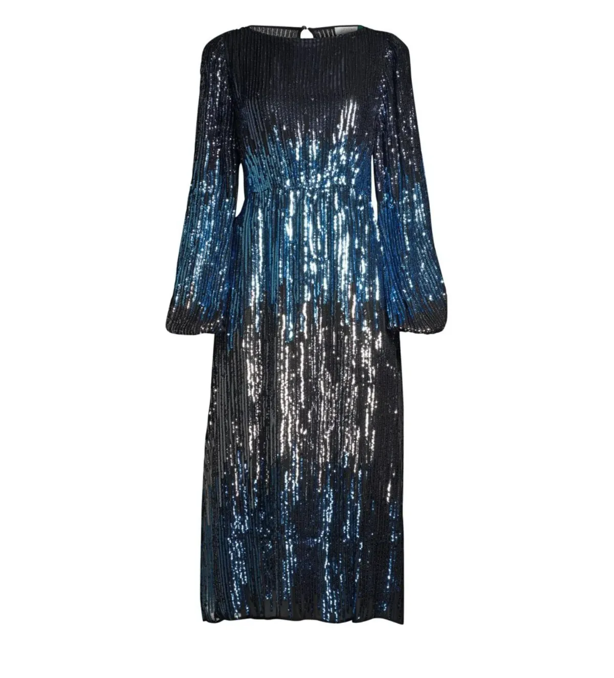 RIXO Coco Midi Dress Blue Sequin Size UK 14 - Image 4