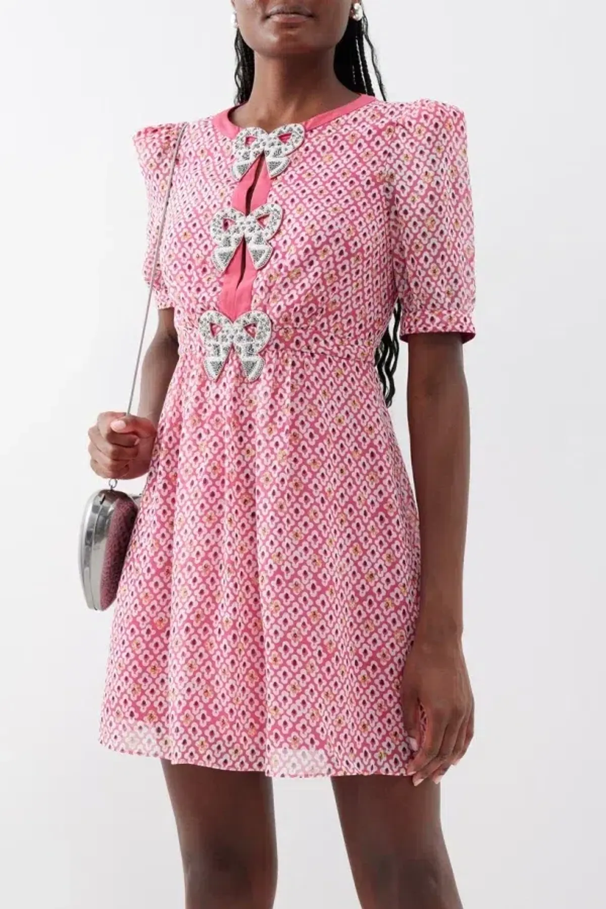 Saloni Jamie Mini Dress Print Size UK 12 - Image 1