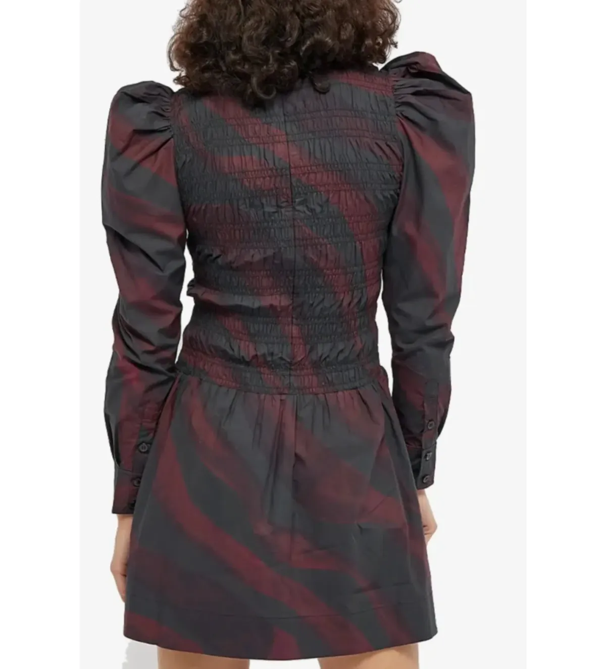 Ganni Shirred Printed Cotton-poplin Mini Dress Multi Size UK 12 - Image 4