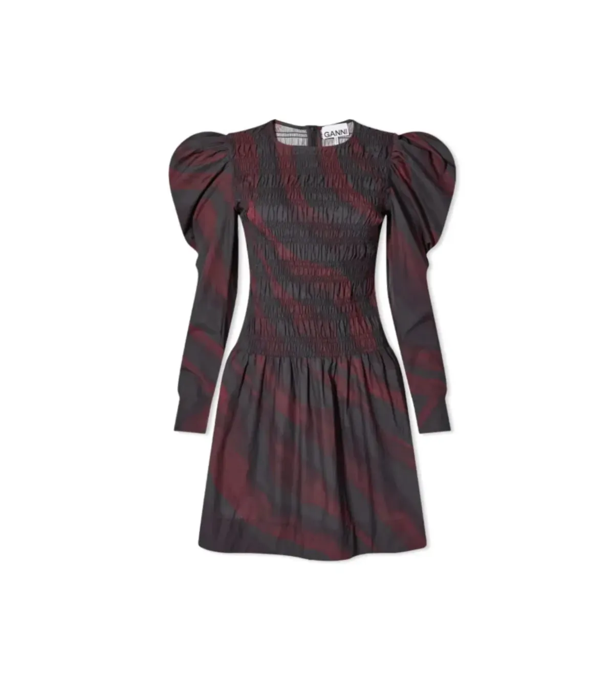 Ganni Shirred Printed Cotton-poplin Mini Dress Multi Size UK 12 - Image 5