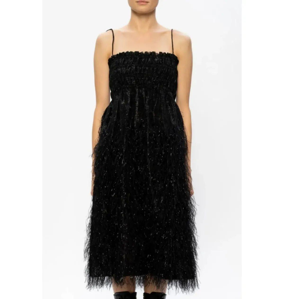 Ganni Feathery Midi Dress Black Size UK 8  - Image 2