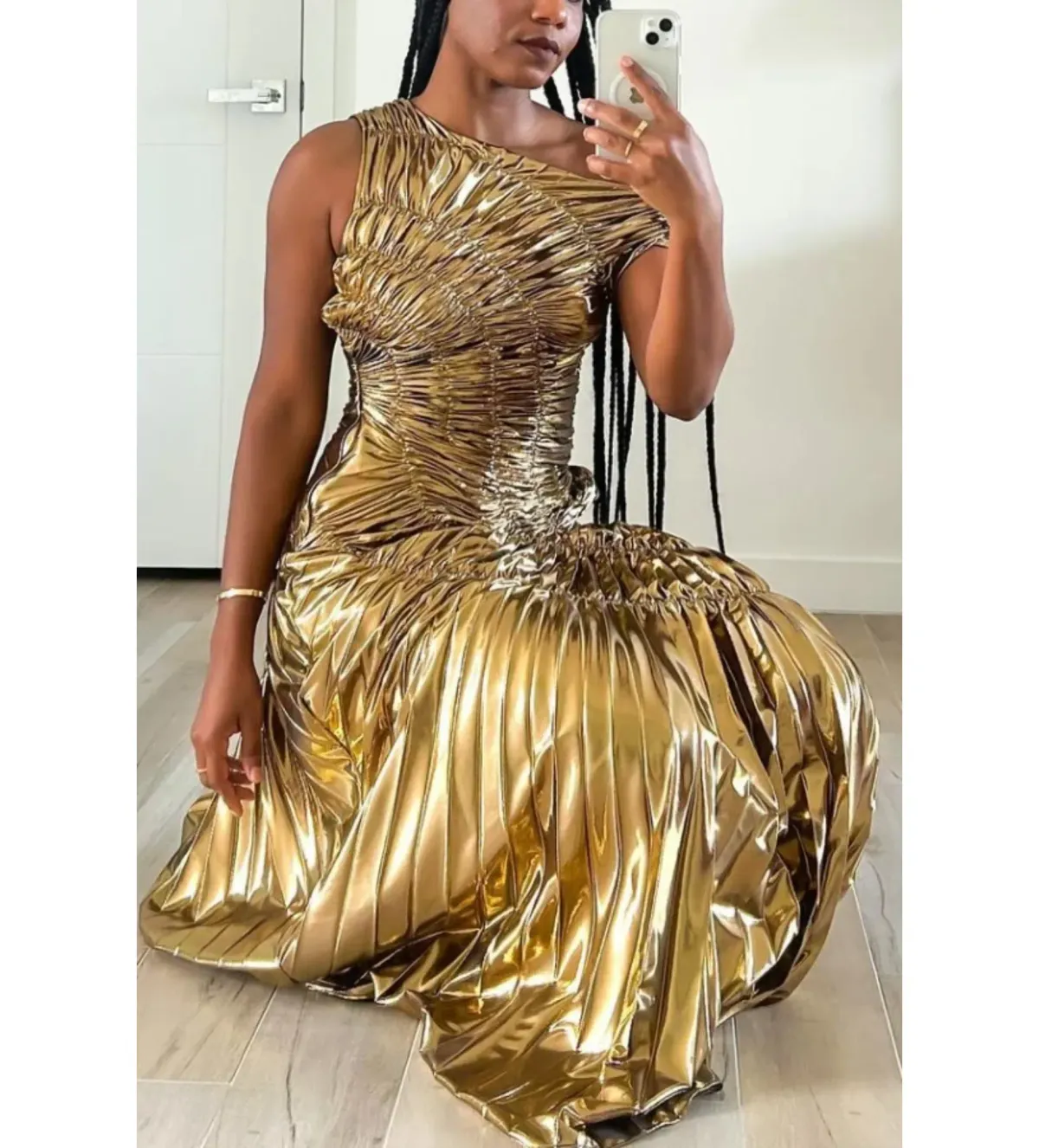 Georgia Hardinge Fossil Maxi Dress Gold Size UK 12 - Image 3