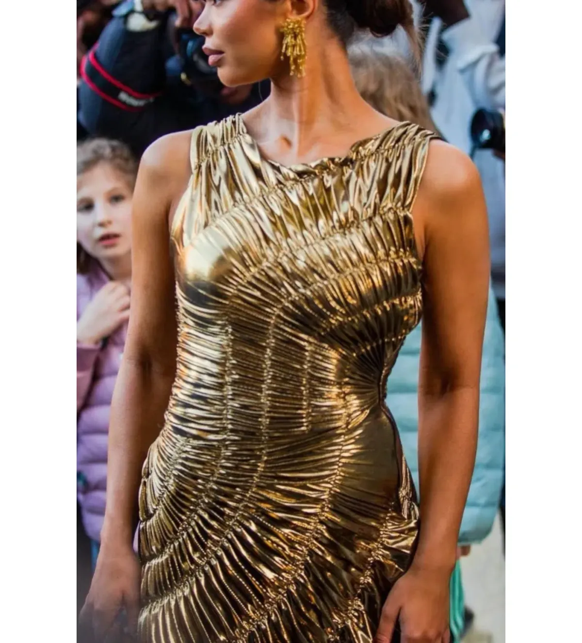 Georgia Hardinge Fossil Maxi Dress Gold Size UK 12 - Image 4