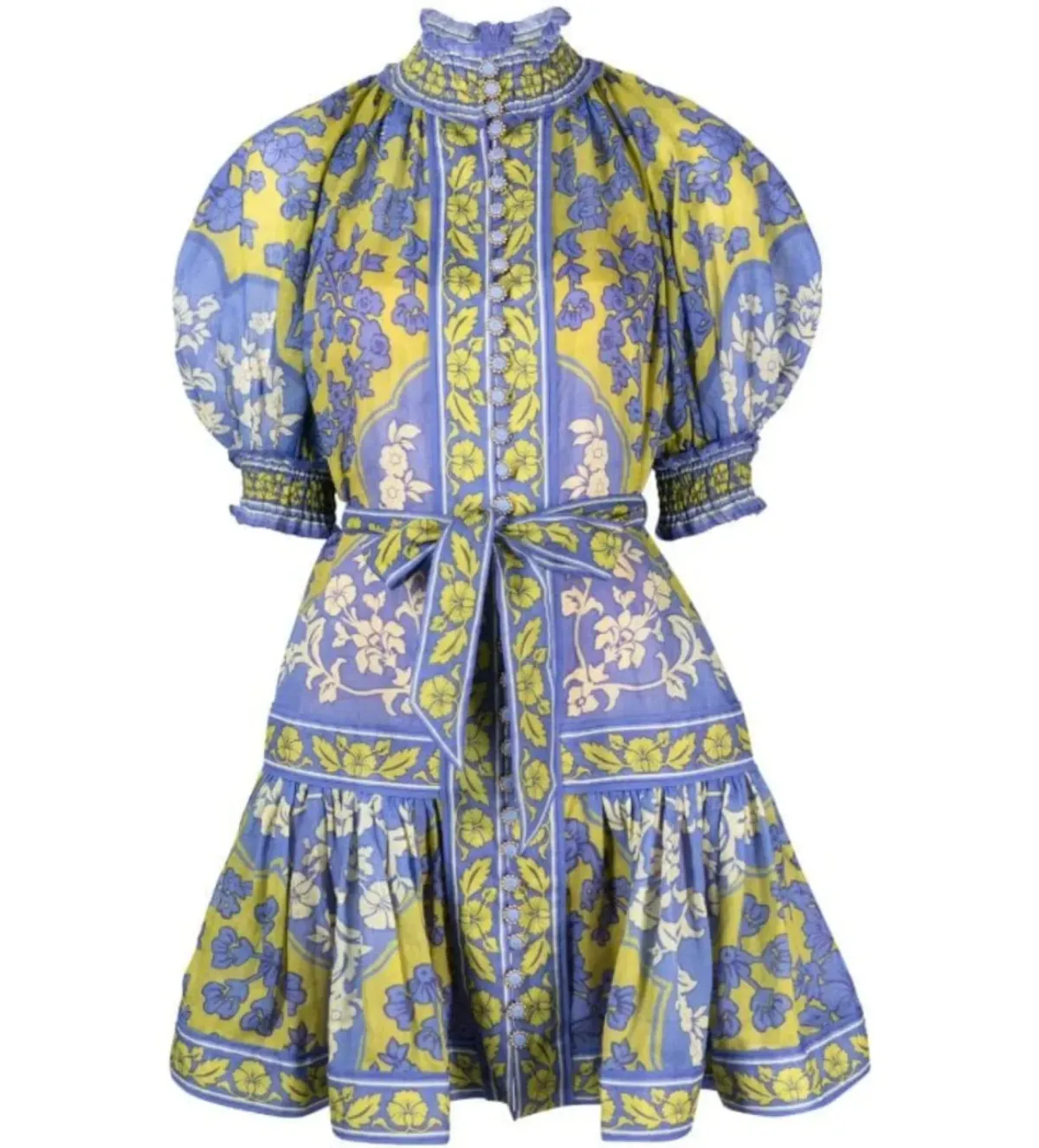 Zimmermann Raie lantern Mini Dress in Blue Size 1/ UK 10 - Image 4