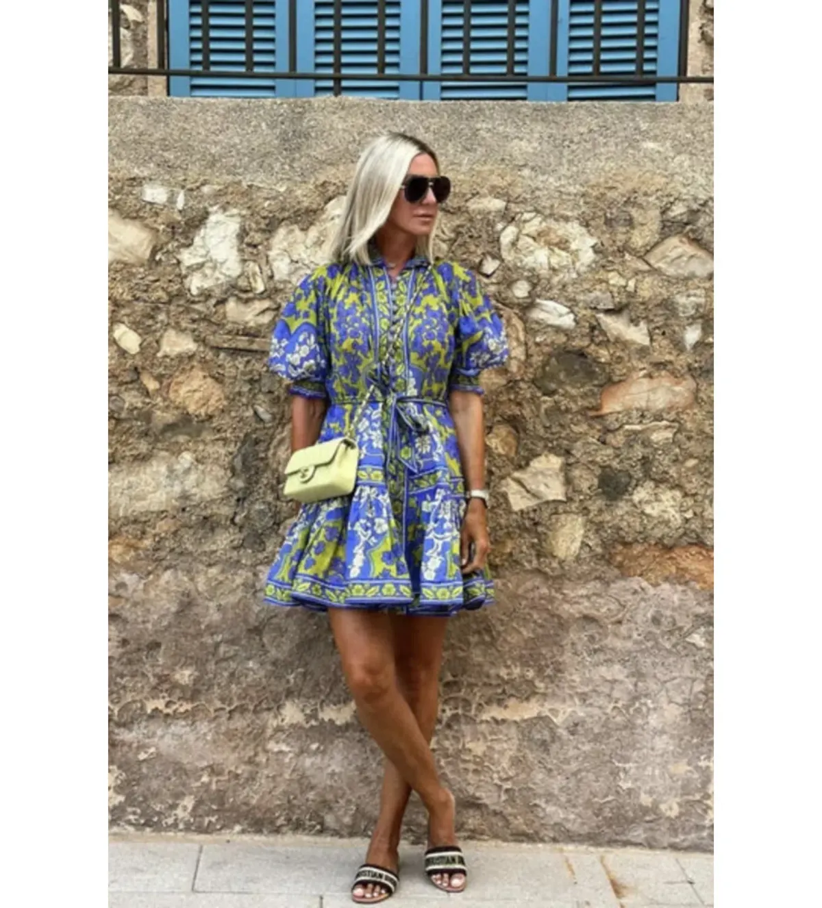 Zimmermann Raie lantern Mini Dress in Blue Size 1/ UK 10 - Image 1