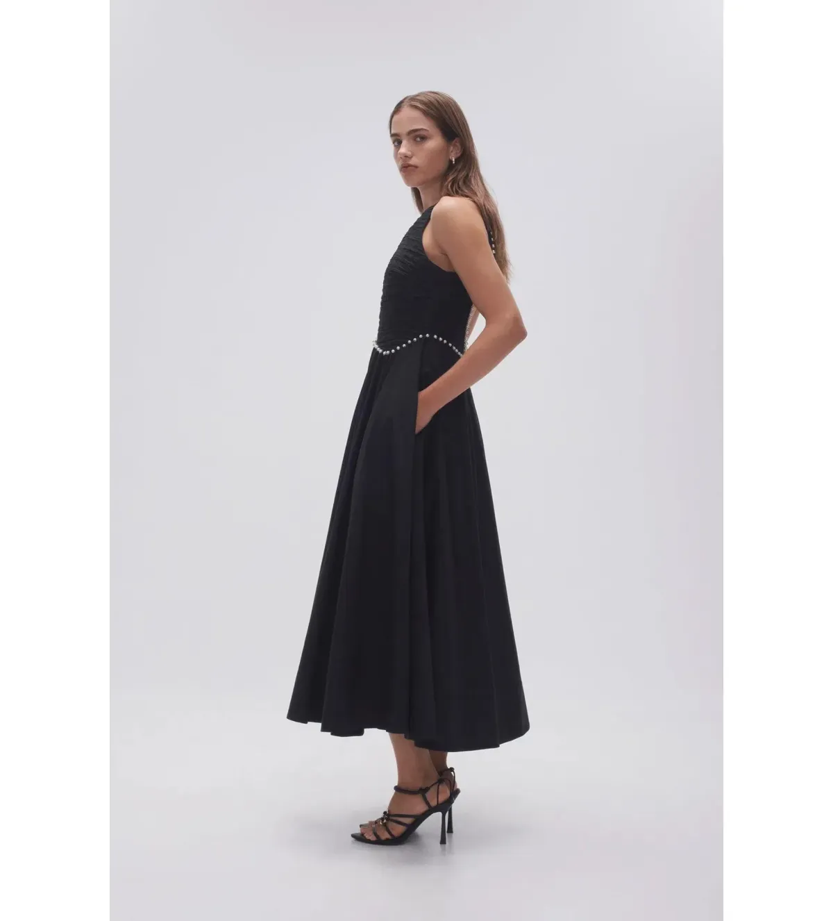 Aje Florence Pearl Trim Midi Dress in Black Size UK 10 - Image 3