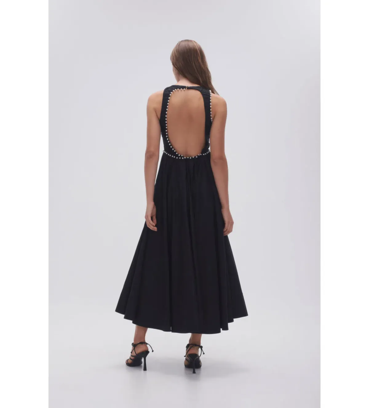 Aje Florence Pearl Trim Midi Dress in Black Size UK 10 - Image 4