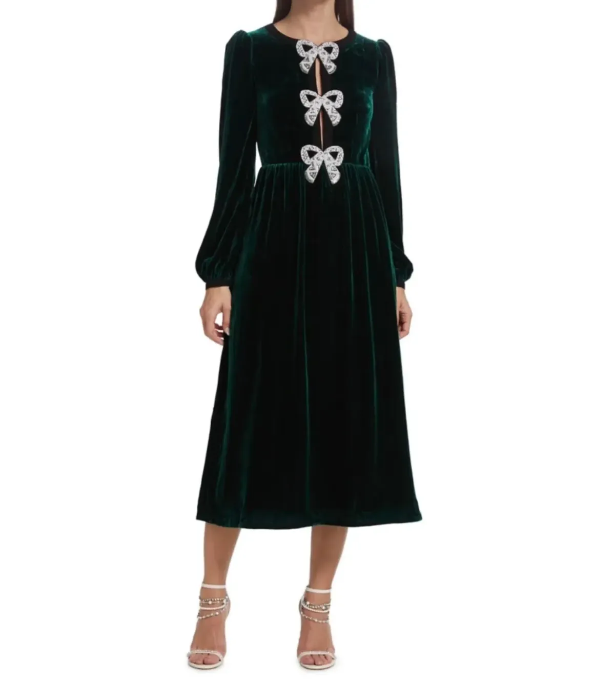 Saloni Camille Midi Dress Green Size UK 12 - Image 2